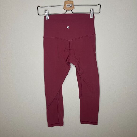 Lululemon Pink Align Cropped Leggings 4 Athletic Activewear Stretch Gym Pull On - Picture 3 of 5